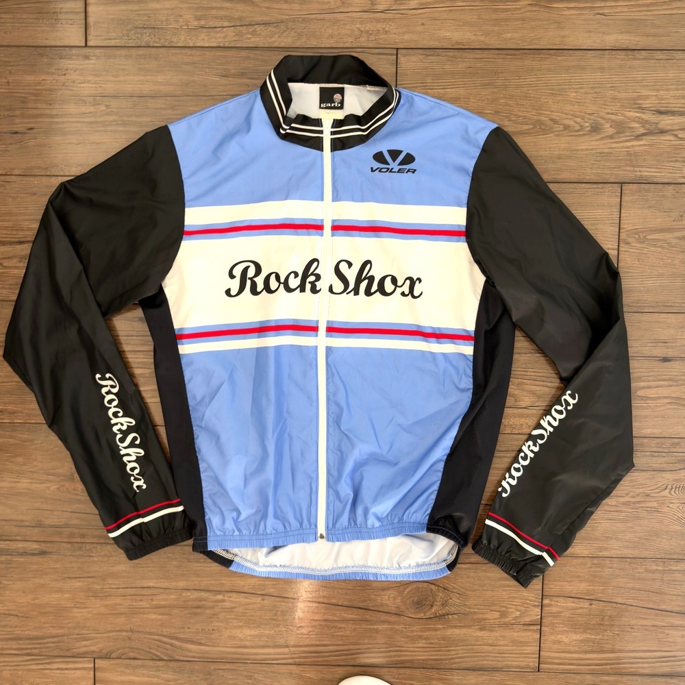 Vintage RockShox Voler Cycling Jacket Blue Black Windbreaker XL